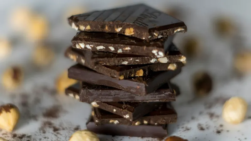 Assorted chocolates and nuts arranged on a table